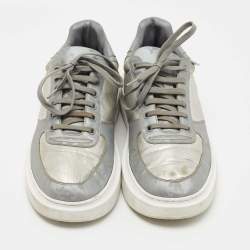 Louis Vuitton Silver Monogram Nylon and Canvas Low Top Sneakers Size 41