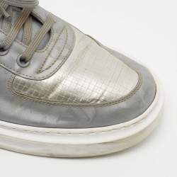 Louis Vuitton Silver Monogram Nylon and Canvas Low Top Sneakers Size 41