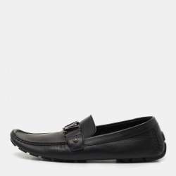 Louis Vuitton Black Leather Monte Carlo Loafers Size 44.5