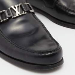 مملوكة مسبقًا Louis Vuitton Black Leather Major Slip On Loafers Size 44.5