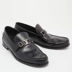 مملوكة مسبقًا Louis Vuitton Black Leather Major Slip On Loafers Size 44.5