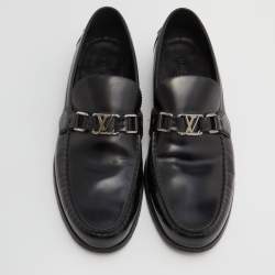 مملوكة مسبقًا Louis Vuitton Black Leather Major Slip On Loafers Size 44.5
