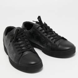 Louis Vuitton Black/Grey Leather and Monogram Coated Canvas Match Up Sneakers Size 43