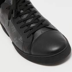 Louis Vuitton Black/Grey Leather and Monogram Coated Canvas Match Up Sneakers Size 43