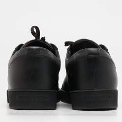 Louis Vuitton Black/Grey Leather and Monogram Coated Canvas Match Up Sneakers Size 43