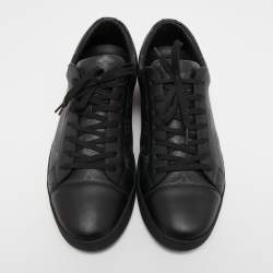 Louis Vuitton Black/Grey Leather and Monogram Coated Canvas Match Up Sneakers Size 43