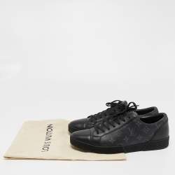 Louis Vuitton Black/Grey Leather and Monogram Coated Canvas Match Up Sneakers Size 43