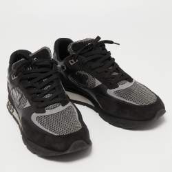 Louis Vuitton Black Leather and Suede Run Away Sneakers Size 45 