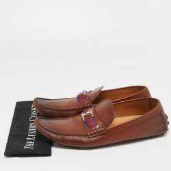 Pre Owned Louis Vuitton Two Tone Leather Major Loafers Size 43