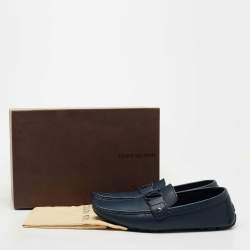 Louis Vuitton Navy Blue Leather Monte Carlo Loafers Size 43.5