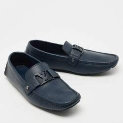 Louis Vuitton Navy Blue Leather Monte Carlo Loafers Size 43.5