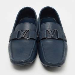 Louis Vuitton Navy Blue Leather Monte Carlo Loafers Size 43.5