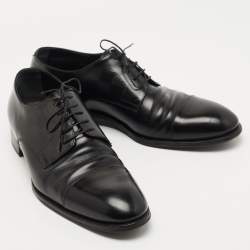 Pre Owned Louis Vuitton Black Damier Embossed Leather Lace Up Oxfords Size 43.5
