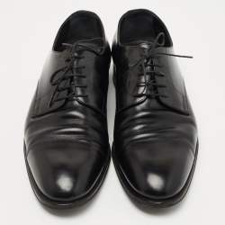 Pre Owned Louis Vuitton Black Damier Embossed Leather Lace Up Oxfords Size 43.5