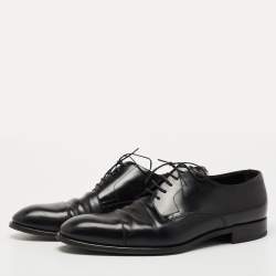 Pre Owned Louis Vuitton Black Damier Embossed Leather Lace Up Oxfords Size 43.5