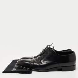 Pre Owned Louis Vuitton Black Damier Embossed Leather Lace Up Oxfords Size 43.5