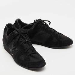 Louis Vuitton Black Suede and Canvas Low Top Sneakers Size 43