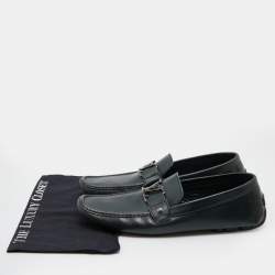 Pre Owned Louis Vuitton Green Leather Monte Carlo Slip On Loafers Size 44.5