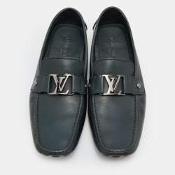 Pre Owned Louis Vuitton Green Leather Monte Carlo Slip On Loafers Size 44.5