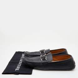 Louis Vuitton Black Leather Monte Carlo Slip On Loafers Size 44