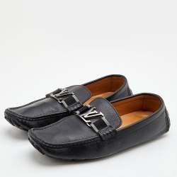 Louis Vuitton Black Leather Monte Carlo Slip On Loafers Size 44