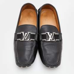 Louis Vuitton Black Leather Monte Carlo Slip On Loafers Size 44