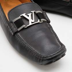 Louis Vuitton Black Leather Monte Carlo Slip On Loafers Size 44