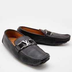 Louis Vuitton Black Leather Monte Carlo Slip On Loafers Size 44