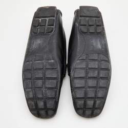 Louis Vuitton Black Leather Monte Carlo Slip On Loafers Size 44