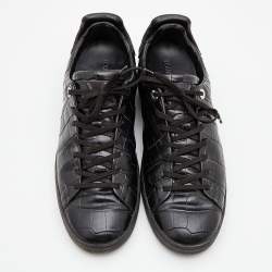 Louis Vuitton Black Croc Embossed Leather Frontrow Sneakers Size 43.5
