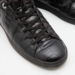 Louis Vuitton Black Croc Embossed Leather Frontrow Sneakers Size 43.5