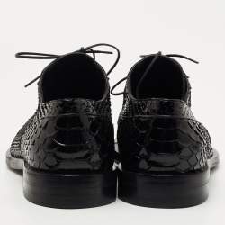 Pre Owned Louis Vuitton Black Patent Python Lace Up Oxfords Size 40