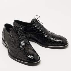 Pre Owned Louis Vuitton Black Patent Python Lace Up Oxfords Size 40