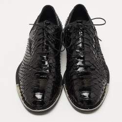 Pre Owned Louis Vuitton Black Patent Python Lace Up Oxfords Size 40