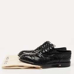 Pre Owned Louis Vuitton Black Patent Python Lace Up Oxfords Size 40