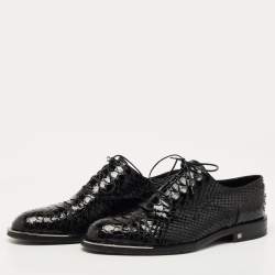 Pre Owned Louis Vuitton Black Patent Python Lace Up Oxfords Size 40