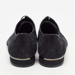 مملوكة مسبقًا Louis Vuitton Black Damier Laminated Suede Lace Up Derby Size 40