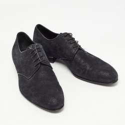 مملوكة مسبقًا Louis Vuitton Black Damier Laminated Suede Lace Up Derby Size 40