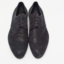 مملوكة مسبقًا Louis Vuitton Black Damier Laminated Suede Lace Up Derby Size 40
