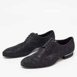 مملوكة مسبقًا Louis Vuitton Black Damier Laminated Suede Lace Up Derby Size 40