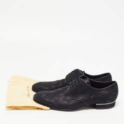 مملوكة مسبقًا Louis Vuitton Black Damier Laminated Suede Lace Up Derby Size 40