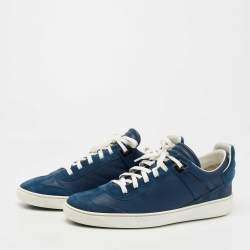 Louis Vuitton Blue Leather and Suede Low Top Sneakers Size 40.5