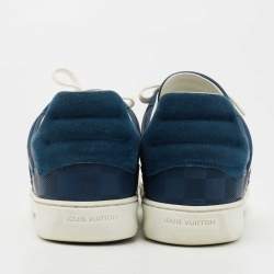 Louis Vuitton Blue Leather and Suede Low Top Sneakers Size 40.5