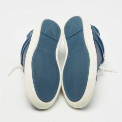 Louis Vuitton Blue Leather and Suede Low Top Sneakers Size 40.5