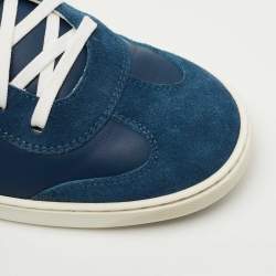 Louis Vuitton Blue Leather and Suede Low Top Sneakers Size 40.5