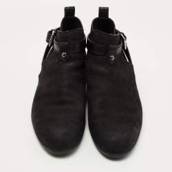 Pre Owned Louis Vuitton Black Nubuck Leather Ankle Boots Size 42