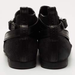 Pre Owned Louis Vuitton Black Nubuck Leather Ankle Boots Size 42