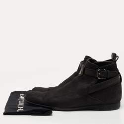 Pre Owned Louis Vuitton Black Nubuck Leather Ankle Boots Size 42