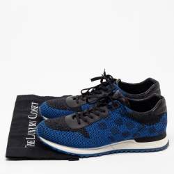 Louis Vuitton Blue/Black Damier Mesh and Leather Run Away Sneakers Size 42.5 