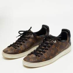 Louis Vuitton Brown/Beige Leather And Canvas Low Top Sneakers Size 42.5 Louis  Vuitton